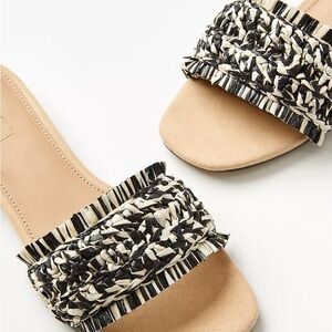 Black and Cream Raffia Women's Sandals NEW WITH TAGS